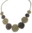 Trendy Jack E Ohs NYC Gold & Brown "Coin" Bib Style Necklace