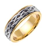 Celtic Wedding Ring in 18K Two Tone Gold (6.5mm)