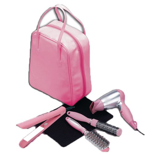 Profi Beauty Set Pink Glätteisen, Haarfön, Ablagematte & 2 Bürsten