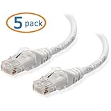 Cable Matters 5-Pack, Cat6 Snagless Ethernet Patch Cable in White 3 Feet