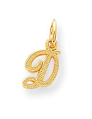 10K Yellow Gold Initial D Charm Letter Jewelry