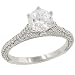 3 Sided Pave Diamond Engagement Ring .86cttw (CZ ctr)