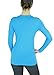 Cordiu Plain Round Scoop Neck Long Sleeve Stretch Solid Top T Shirt S M L 10286 (Medium, Blue)