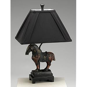 Horse Lamp Shades on Com  Oriental Chunar Horse Lamp Black Fabric Shade  Home Improvement