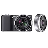 Sony NEX3KB Alpha NEX-3K 14.2MP Compact Interchangeable Lens HD Digital Camera with 18-55mm Lens in Black and SEL16F28 16mm f/2.8 Wide-Angle Lens