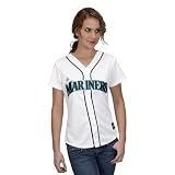 MLB Women's Seattle Mariners Felix Hernandez White Home Short Sleeve 5 Button Synthetic Replica Baseball Jersey Spring 2012