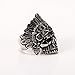 PAURO Cool Feather Dayak Indian Headdress Punk Skull Stainless Steel Mens Ring