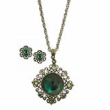 Olivine & Brass Hues Statement Necklace Earrings Box Set