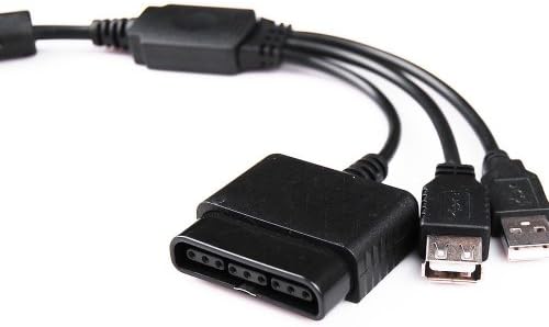 KADA(TM)PS2 Adapter Cable to Microsoft Xbox 360 &amp; PS3 Controller Converter Cable (3 in 1 Black)