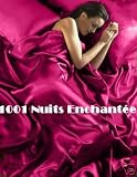 PARURE DE LIT SATIN ROSE FUSHIA 6 PCS DRAP HOUSSE DE COUETTE 200 x 200 CM
