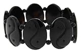 Black Bone Oval Tanker Bracelet with Ying Yang