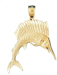 Dazzlers Solid 14k Gold Marlin Sailfish Charm Pendant Available in three colors from jewelsberry (weights: 2.4 grams only)
