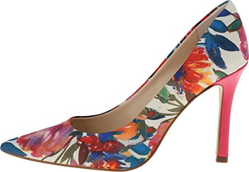 GUESS Women's Eloy Washed Out Floral Chiffon/Pink Multi Pump 7.5 M
