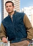 Big Mens Sueded Leather Letterman Jacket by Port Authority (Big & Tall and Regular Sizes)