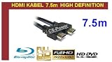 7.5m High Definition / High Speed HDMI Cable / Kabel black / Schwarz Full HD FULLHD Auflösung 1080p HDMI zu HDMI Kabel 19pol. 1.3 1.3a 1.3b 24K Vergoldet geeignet für Xbox 360 / Playstation 3 / Beamer / DVB Receiver / TFT Monitor / HD-Ready / FULL HD Fernseher / Blu-Ray / DVD / HD-DVD / PS3 / HDTV (Der Kabel von Fa. CS-Power überträgt Garantiert Verlustfreie Daten / Kristallbild) Playstation3 / Digital TV / Fernsehen / BluRay / Spielkonsolen / Konsolen / PC / Computer / Komputer / Notebook / Netbook / Laptop