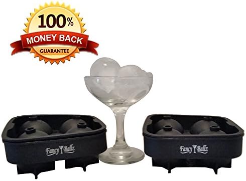 Fancy Ballz Ice Ball Mold Maker - 8 Whiskey Ice Balls - Elegant Round Silicone Spheres Tray (Set of 2)