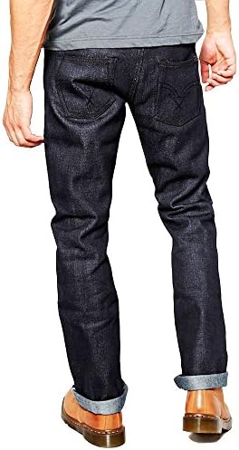 Jumpers Ministry Men's Relaxed Straight Fit Raw Selvedge of Denim Jeans 32 Indigo
