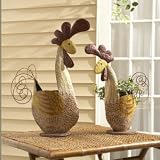 Metal Rooster Decorative Planters and Statuary ( set of 2 ) - B001CR6694