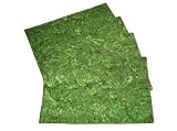 ArtisanStreet's Chartreuse Green Waves Quilted Batik Place Mats Set of 4. Machine Washable, Machine Dryable. No Iron. 3-Ply Reversible. Hand Crafted, Limited Edition.