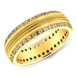 14K Yellow Gold Eternity Diamond Band Ring