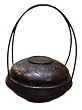 Antique Chinese wedding basket with long handle - wood