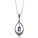 Marcasite and Amethyst Teardrop Pendant/Necklace title=