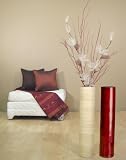 Green Floral Crafts 25 Inch Bamboo Cylinder Floor Vase with Ivory Lilies & Red Branches - Red Vase
