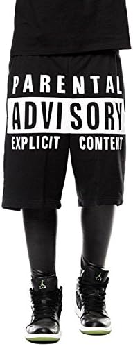 Pizoff Unisex Fashion Hip Hop Contrasting Color Shorts Basketball Pants Y0495-Black-XXL