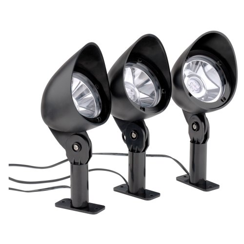 Malibu LZ413A Solar Plastic Flood Light Set with Remote Panel, Black, 3 Pack