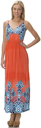 (75890R) Classic Designs Womens Empire Waist Silky Stretch ITY Maxi Dress / Cover Up in Bright, 3X