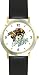 Bee on Flower Insect - Animal - WATCHBUDDY&reg; DELUXE TWO-TONE THEME WATCH - Arabic Numbers - Black Leather Strap-Size-Large ( Men's Size or Jumbo Women's Size )