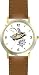 Young Fisherman or Man in Boat With Fish on Line Fishing - WATCHBUDDY® DELUXE TWO-TONE THEME WATCH - Arabic Numbers - Brown Leather Strap-Children's Size-Small ( Boy's Size & Girl's Size )