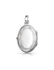 Bling Jewelry Vintage Style Engraved Oval Locket Pendant 925 Sterling Silver