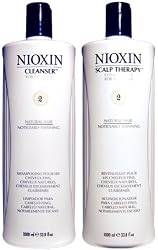 Nioxin System 2 Cleanser & Scalp Therapy Duo (Natural Hair: Noticeably Thinning) 33.8 oz (1 Liter)