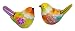 Bright Orange/Yellow Flower Design Bird Figures - Set of 2