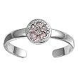 Sterling Silver Fashion Toe Ring - Floral with Pink CZ - 2mm Band Width