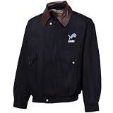 NFL Reebok Detroit Lions Navy Blue Navigator Cotton Canvas Full Zip Jacket (Medium)