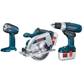 Click here to buy Bosch 3960CFK 24 Volt Drill Circular Saw Flashlight Combo Kit by Bosch.