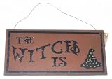 HALLOWEEN The Witch is IN/OUT Door Wall Hanging Sign