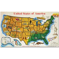 Large Wooden USA Map Capitals and States Puzzle