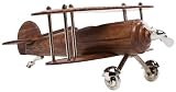 Kare 30610 Deko Flugzeug Doppeldecker Wood 0.23 x 0.33 x 0.41 m Stahl, Vermessingt, Nickel Oberfl&auml;che, Sheesham Holz