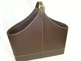 H & L Russel Magazine Holder, Dark Brown Leatherette, 47 x 16.5 x 42 cm