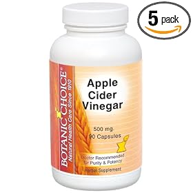 Botanic Choice Apple Cider Vinegar, 500 mg. Capsules, 90 Count Bottle (Pack of 5)