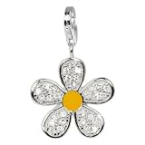 charms SilberDream 925 Sterling Silber Charm Blume weiß Anhänger für Ketten Armband Ohrring FC4119