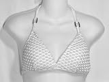 Guess Sparkle White Swimsuit-top w/Silver Buckles L