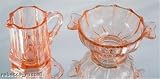 Pink or Rose Carnival Glass Sugar Basin and Milk Jug