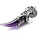 INBLUE Dragon Wolf Tooth Pendant for Men Women Stainless Steel Cool Necklaces Simulate Crystal Gemstone Boyfriend Gifts Jewelry With 23 Inches Chain (Wolf, Purple)