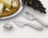 3 Piece Stainless Steel Cheese Knife Set in Wooden Box