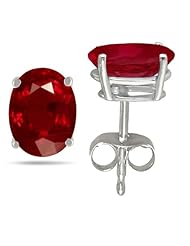 4.84Ct Oval Ruby Earrings in 14k White Gold