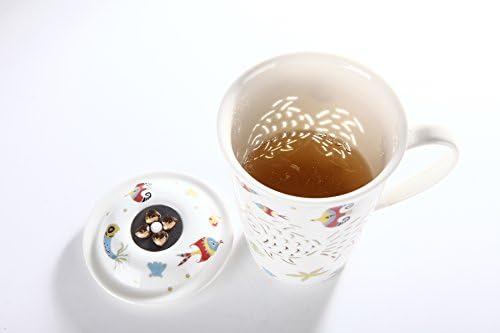 Sanjee Ceramic Crystal Porcelain Mug,7 Color LED Lights Changing,Creative presents,beautiful cups,water inside visible,with lids,17 ounces,500ml,Underwater World(fish&amp;starfish),UW3-US